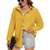 imageMAGCOMSEN Womens Corduroy Shacket Long Sleeve Button Down Shirt Spring Casual Jacket Bust Pocket Loose Fit Blouse TopsGinger