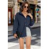 imageMAGCOMSEN Womens Corduroy Shacket Long Sleeve Button Down Shirt Spring Casual Jacket Bust Pocket Loose Fit Blouse TopsNavy Blue