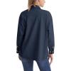 imageMAGCOMSEN Womens Corduroy Shacket Long Sleeve Button Down Shirt Spring Casual Jacket Bust Pocket Loose Fit Blouse TopsNavy Blue