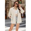 imageMAGCOMSEN Womens Corduroy Shacket Long Sleeve Button Down Shirt Spring Casual Jacket Bust Pocket Loose Fit Blouse TopsOffwhite