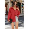 imageMAGCOMSEN Womens Corduroy Shacket Long Sleeve Button Down Shirt Spring Casual Jacket Bust Pocket Loose Fit Blouse TopsRed
