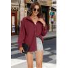 imageMAGCOMSEN Womens Corduroy Shacket Long Sleeve Button Down Shirt Spring Casual Jacket Bust Pocket Loose Fit Blouse TopsWine Red