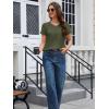imageMAGCOMSEN Womens Cotton T Shirt VNeck Short Sleeve Shirt ClassicFit Casual Breathable Tee Summer Basic TopsArmy Green