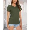 imageMAGCOMSEN Womens Cotton T Shirt VNeck Short Sleeve Shirt ClassicFit Casual Breathable Tee Summer Basic TopsArmy Green