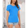imageMAGCOMSEN Womens Cotton T Shirt VNeck Short Sleeve Shirt ClassicFit Casual Breathable Tee Summer Basic TopsAzure Blue
