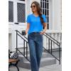 imageMAGCOMSEN Womens Cotton T Shirt VNeck Short Sleeve Shirt ClassicFit Casual Breathable Tee Summer Basic TopsAzure Blue