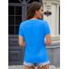 imageMAGCOMSEN Womens Cotton T Shirt VNeck Short Sleeve Shirt ClassicFit Casual Breathable Tee Summer Basic TopsAzure Blue