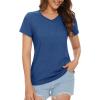 imageMAGCOMSEN Womens Cotton T Shirt VNeck Short Sleeve Shirt ClassicFit Casual Breathable Tee Summer Basic TopsDark Bluegray