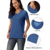 imageMAGCOMSEN Womens Cotton T Shirt VNeck Short Sleeve Shirt ClassicFit Casual Breathable Tee Summer Basic TopsDark Bluegray