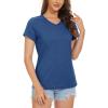 imageMAGCOMSEN Womens Cotton T Shirt VNeck Short Sleeve Shirt ClassicFit Casual Breathable Tee Summer Basic TopsDark Bluegray