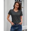 imageMAGCOMSEN Womens Cotton T Shirt VNeck Short Sleeve Shirt ClassicFit Casual Breathable Tee Summer Basic TopsDark Gray