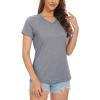 imageMAGCOMSEN Womens Cotton T Shirt VNeck Short Sleeve Shirt ClassicFit Casual Breathable Tee Summer Basic TopsDark Heather Grey