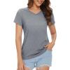 imageMAGCOMSEN Womens Cotton T Shirt VNeck Short Sleeve Shirt ClassicFit Casual Breathable Tee Summer Basic TopsDark Heather Grey