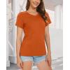 imageMAGCOMSEN Womens Cotton T Shirt VNeck Short Sleeve Shirt ClassicFit Casual Breathable Tee Summer Basic TopsDeep Orange