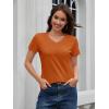 imageMAGCOMSEN Womens Cotton T Shirt VNeck Short Sleeve Shirt ClassicFit Casual Breathable Tee Summer Basic TopsDeep Orange