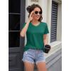 imageMAGCOMSEN Womens Cotton T Shirt VNeck Short Sleeve Shirt ClassicFit Casual Breathable Tee Summer Basic TopsEmerald Green