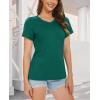 imageMAGCOMSEN Womens Cotton T Shirt VNeck Short Sleeve Shirt ClassicFit Casual Breathable Tee Summer Basic TopsEmerald Green