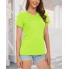 imageMAGCOMSEN Womens Cotton T Shirt VNeck Short Sleeve Shirt ClassicFit Casual Breathable Tee Summer Basic TopsFluorescent Green