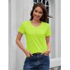 imageMAGCOMSEN Womens Cotton T Shirt VNeck Short Sleeve Shirt ClassicFit Casual Breathable Tee Summer Basic TopsFluorescent Green