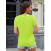 imageMAGCOMSEN Womens Cotton T Shirt VNeck Short Sleeve Shirt ClassicFit Casual Breathable Tee Summer Basic TopsFluorescent Green