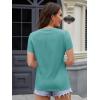 imageMAGCOMSEN Womens Cotton T Shirt VNeck Short Sleeve Shirt ClassicFit Casual Breathable Tee Summer Basic TopsGray Green
