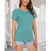 imageMAGCOMSEN Womens Cotton T Shirt VNeck Short Sleeve Shirt ClassicFit Casual Breathable Tee Summer Basic TopsGray Green