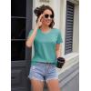 imageMAGCOMSEN Womens Cotton T Shirt VNeck Short Sleeve Shirt ClassicFit Casual Breathable Tee Summer Basic TopsGray Green