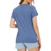 imageMAGCOMSEN Womens Cotton T Shirt VNeck Short Sleeve Shirt ClassicFit Casual Breathable Tee Summer Basic TopsGrayish Blue