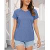imageMAGCOMSEN Womens Cotton T Shirt VNeck Short Sleeve Shirt ClassicFit Casual Breathable Tee Summer Basic TopsGrayish Blue