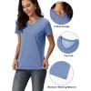 imageMAGCOMSEN Womens Cotton T Shirt VNeck Short Sleeve Shirt ClassicFit Casual Breathable Tee Summer Basic TopsGrayish Blue