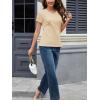 imageMAGCOMSEN Womens Cotton T Shirt VNeck Short Sleeve Shirt ClassicFit Casual Breathable Tee Summer Basic TopsLight Apricot