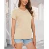 imageMAGCOMSEN Womens Cotton T Shirt VNeck Short Sleeve Shirt ClassicFit Casual Breathable Tee Summer Basic TopsLight Apricot