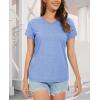 imageMAGCOMSEN Womens Cotton T Shirt VNeck Short Sleeve Shirt ClassicFit Casual Breathable Tee Summer Basic TopsLight Bluish Gray