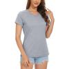 imageMAGCOMSEN Womens Cotton T Shirt VNeck Short Sleeve Shirt ClassicFit Casual Breathable Tee Summer Basic TopsLight Heather Grey
