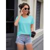 imageMAGCOMSEN Womens Cotton T Shirt VNeck Short Sleeve Shirt ClassicFit Casual Breathable Tee Summer Basic TopsLight Lakeblue