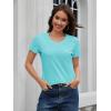 imageMAGCOMSEN Womens Cotton T Shirt VNeck Short Sleeve Shirt ClassicFit Casual Breathable Tee Summer Basic TopsLight Lakeblue