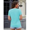 imageMAGCOMSEN Womens Cotton T Shirt VNeck Short Sleeve Shirt ClassicFit Casual Breathable Tee Summer Basic TopsLight Lakeblue