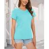 imageMAGCOMSEN Womens Cotton T Shirt VNeck Short Sleeve Shirt ClassicFit Casual Breathable Tee Summer Basic TopsLight Lakeblue