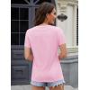 imageMAGCOMSEN Womens Cotton T Shirt VNeck Short Sleeve Shirt ClassicFit Casual Breathable Tee Summer Basic TopsLight Pink