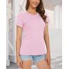 imageMAGCOMSEN Womens Cotton T Shirt VNeck Short Sleeve Shirt ClassicFit Casual Breathable Tee Summer Basic TopsLight Pink