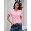 imageMAGCOMSEN Womens Cotton T Shirt VNeck Short Sleeve Shirt ClassicFit Casual Breathable Tee Summer Basic TopsLight Pink