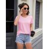 imageMAGCOMSEN Womens Cotton T Shirt VNeck Short Sleeve Shirt ClassicFit Casual Breathable Tee Summer Basic TopsLight Pink