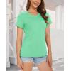 imageMAGCOMSEN Womens Cotton T Shirt VNeck Short Sleeve Shirt ClassicFit Casual Breathable Tee Summer Basic TopsMint Green