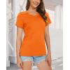 imageMAGCOMSEN Womens Cotton T Shirt VNeck Short Sleeve Shirt ClassicFit Casual Breathable Tee Summer Basic TopsOrange