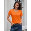 imageMAGCOMSEN Womens Cotton T Shirt VNeck Short Sleeve Shirt ClassicFit Casual Breathable Tee Summer Basic TopsOrange