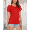 imageMAGCOMSEN Womens Cotton T Shirt VNeck Short Sleeve Shirt ClassicFit Casual Breathable Tee Summer Basic TopsTomato Red