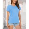 imageMAGCOMSEN Womens Cotton T Shirt VNeck Short Sleeve Shirt ClassicFit Casual Breathable Tee Summer Basic TopsWaterfall Blue