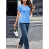 imageMAGCOMSEN Womens Cotton T Shirt VNeck Short Sleeve Shirt ClassicFit Casual Breathable Tee Summer Basic TopsWaterfall Blue
