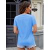 imageMAGCOMSEN Womens Cotton T Shirt VNeck Short Sleeve Shirt ClassicFit Casual Breathable Tee Summer Basic TopsWaterfall Blue