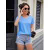 imageMAGCOMSEN Womens Cotton T Shirt VNeck Short Sleeve Shirt ClassicFit Casual Breathable Tee Summer Basic TopsWaterfall Blue